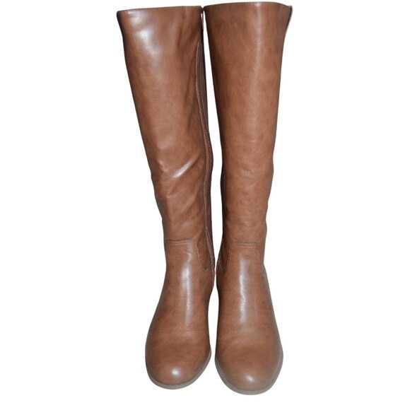 New Torrid Camel Brown Faux Leather Wide Calf Riding Boots Women's Size 10W Boho - Picture 2 of 6